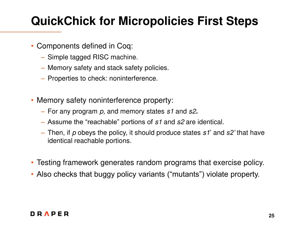 quickchick for micropolicies first steps