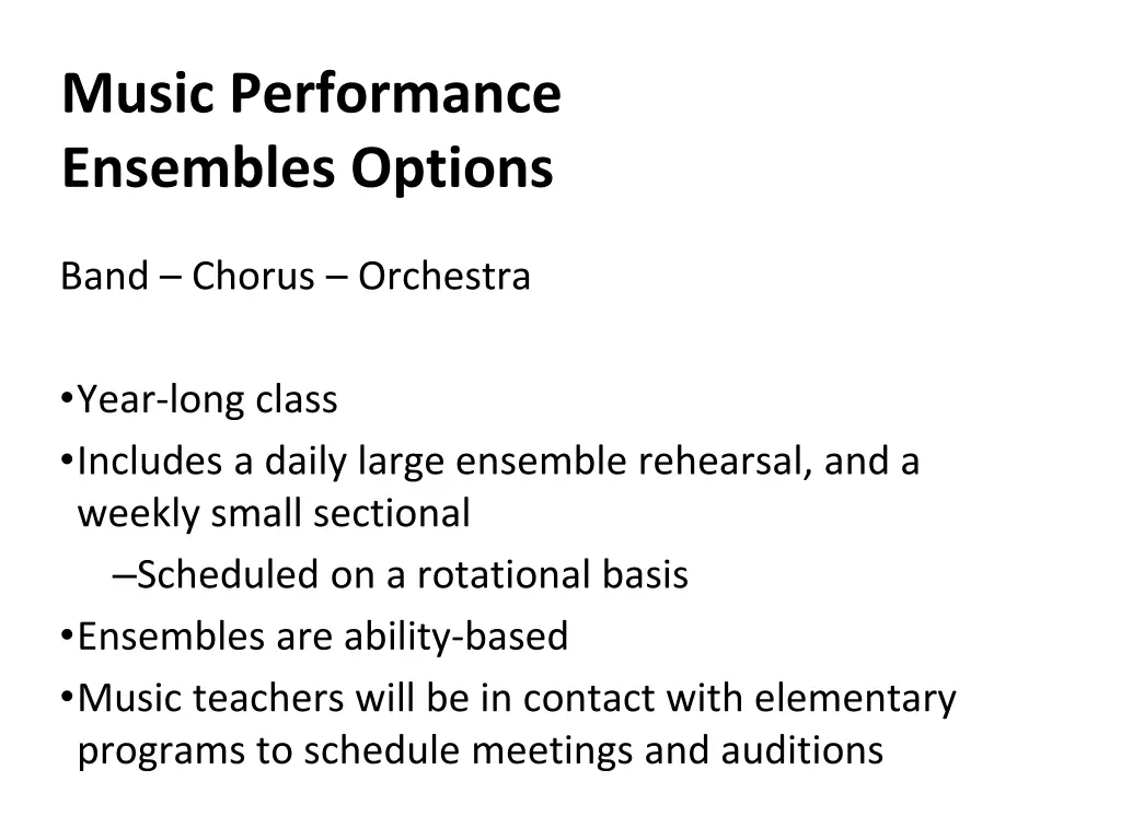music performance ensembles options