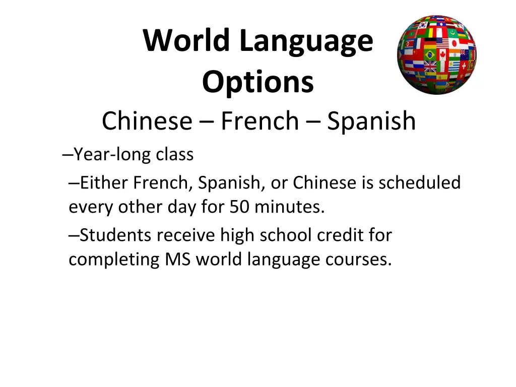 world language options chinese french spanish