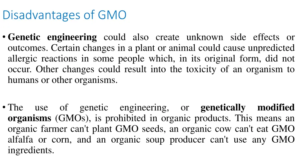 disadvantages of gmo