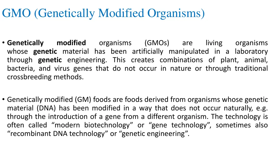 gmo genetically modified organisms