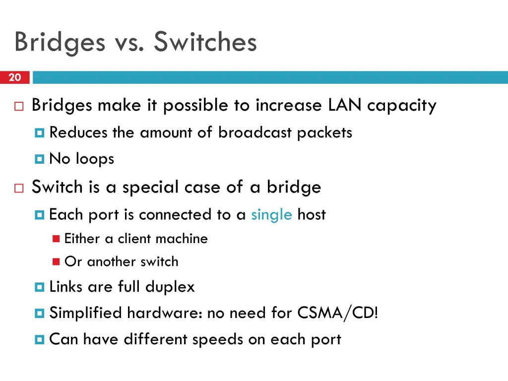 bridges vs switches