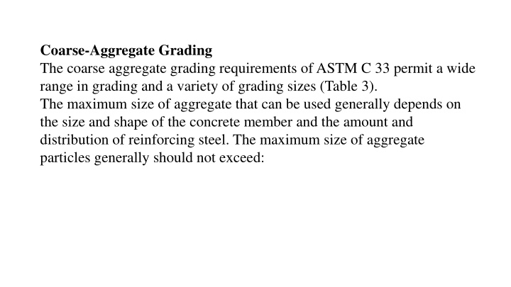coarse aggregate grading the coarse aggregate