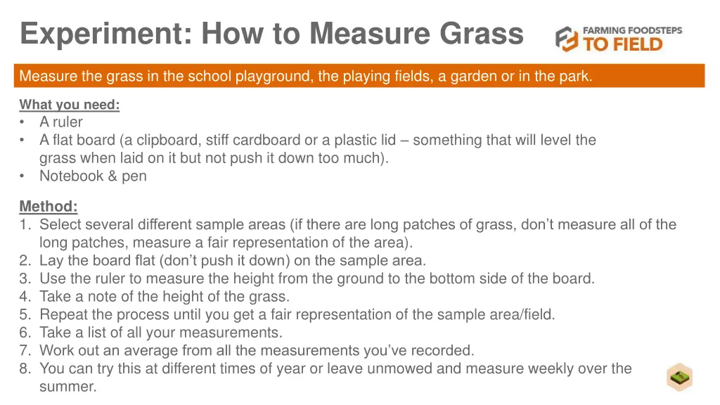 experiment how to measure grass