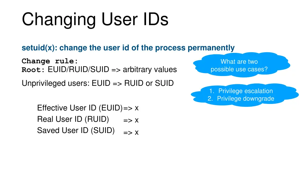 changing user ids
