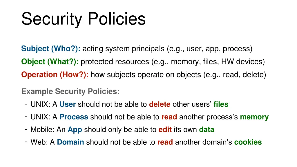 security policies