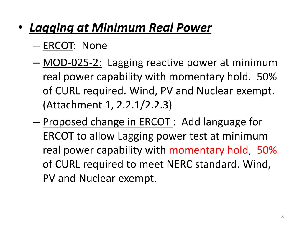 lagging at minimum real power ercot none