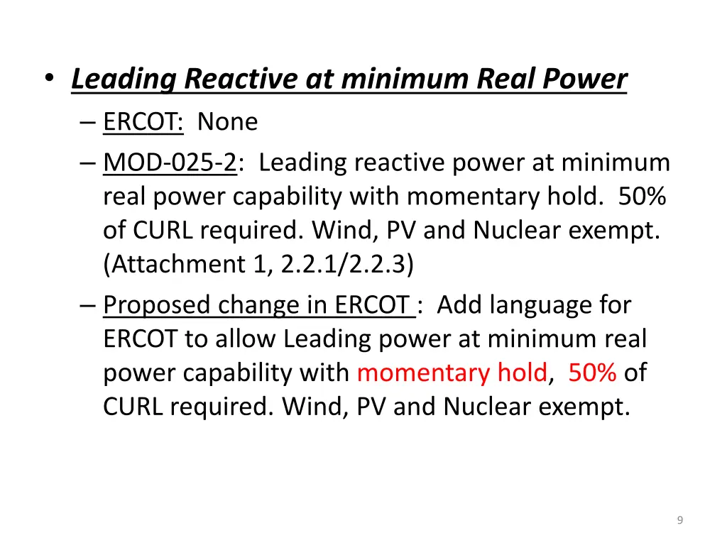 leading reactive at minimum real power ercot none