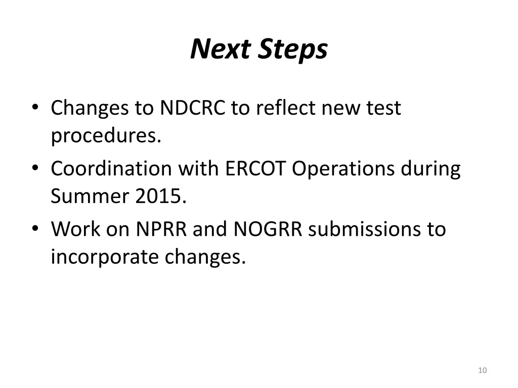 next steps