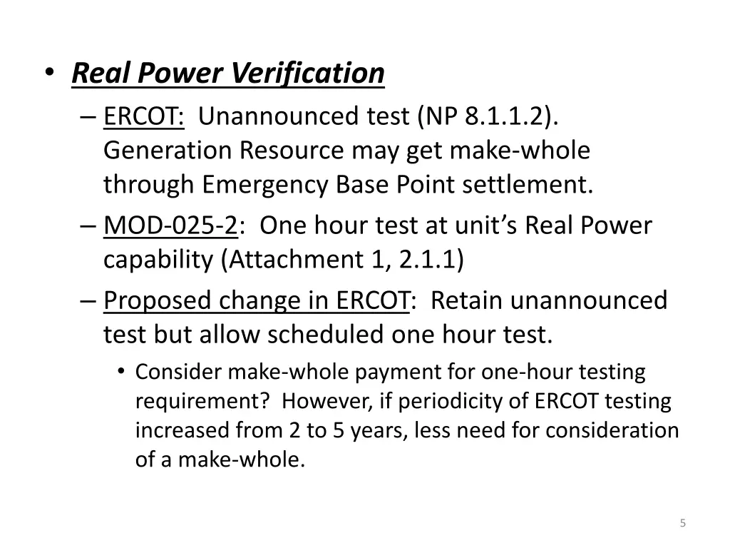 real power verification ercot unannounced test