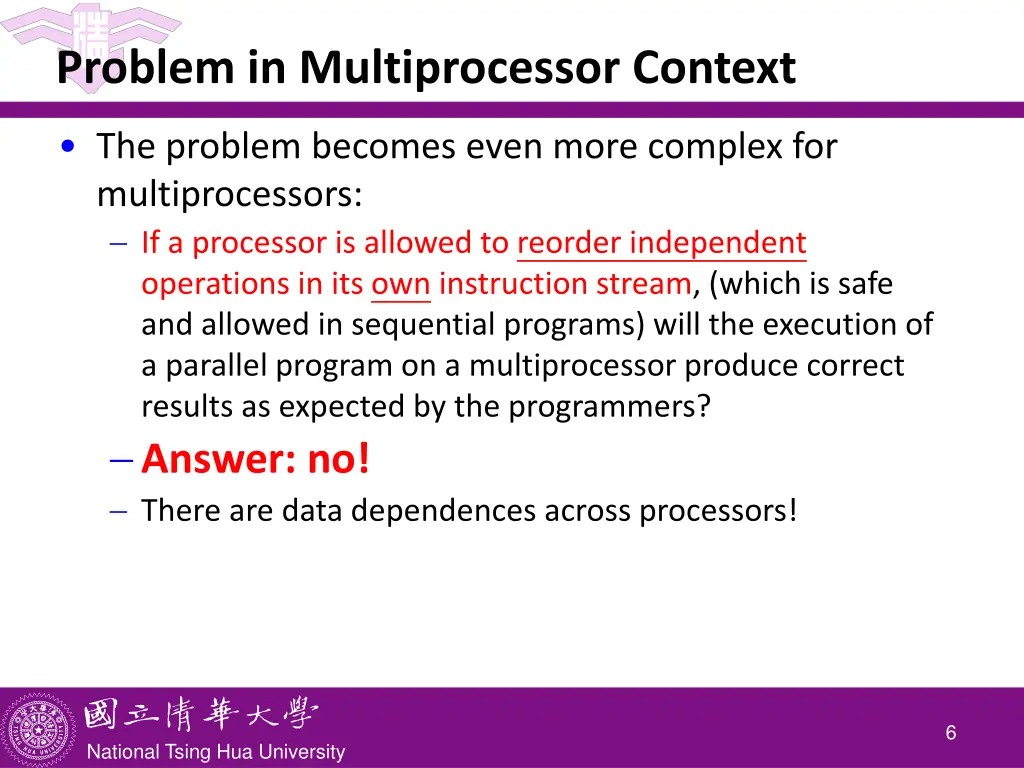 problem in multiprocessor context