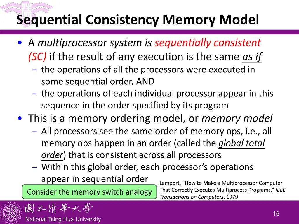 sequential consistency memory model