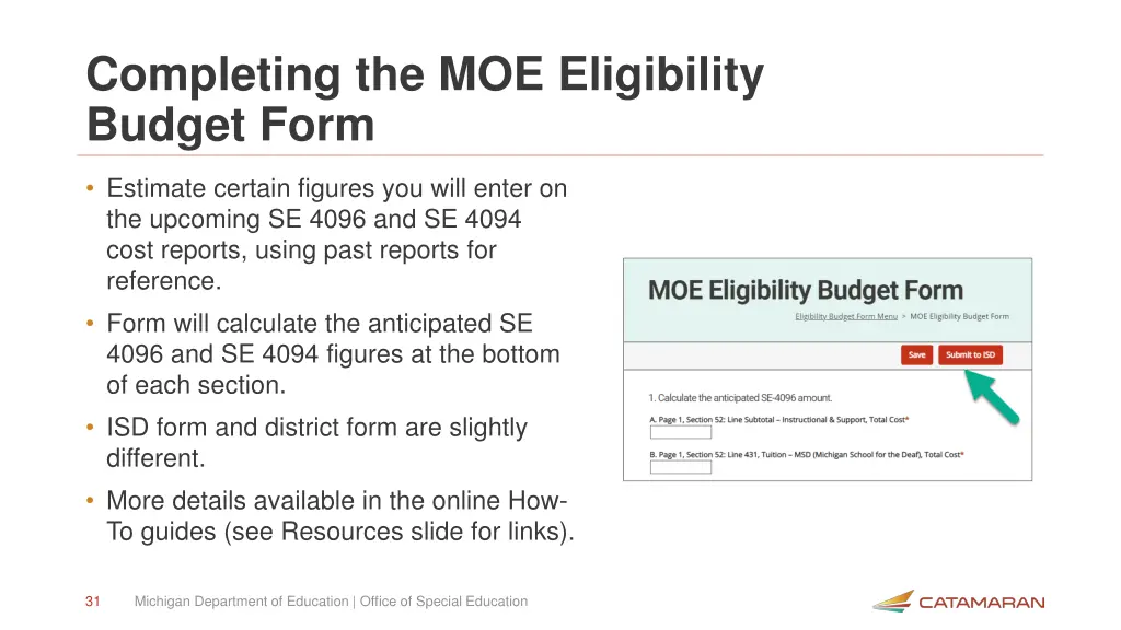 completing the moe eligibility budget form
