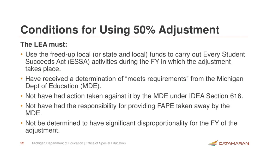 conditions for using 50 adjustment