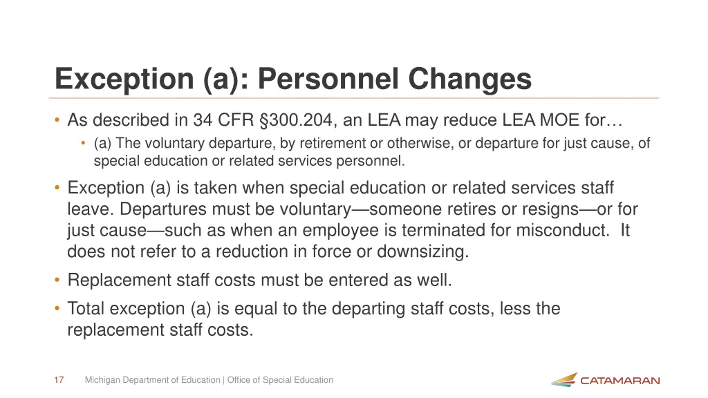 exception a personnel changes