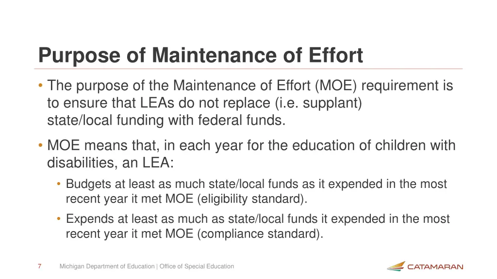 purpose of maintenance of effort