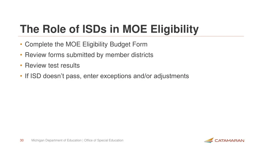 the role of isds in moe eligibility