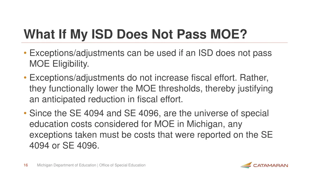 what if my isd does not pass moe