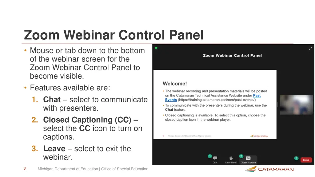 zoom webinar control panel mouse or tab down