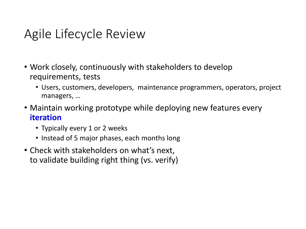 agile lifecycle review
