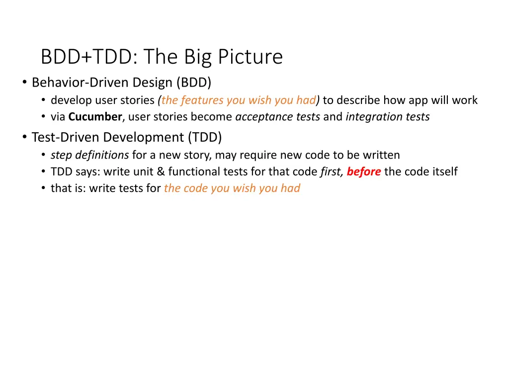 bdd tdd the big picture behavior driven design