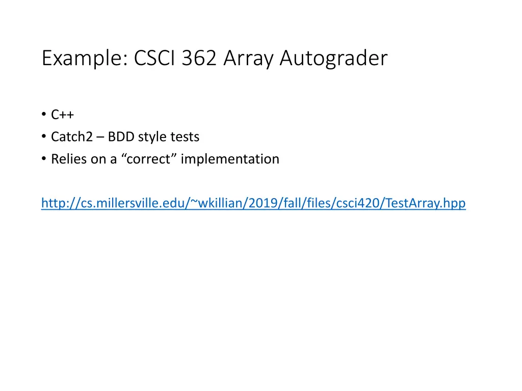 example csci 362 array autograder