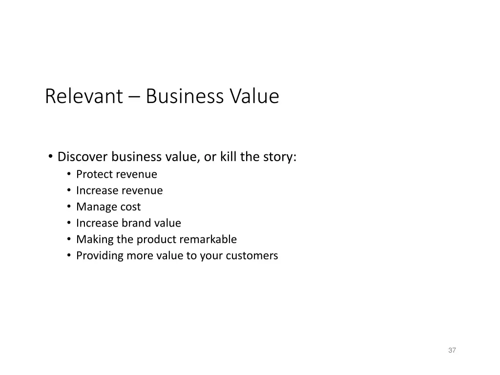 relevant business value