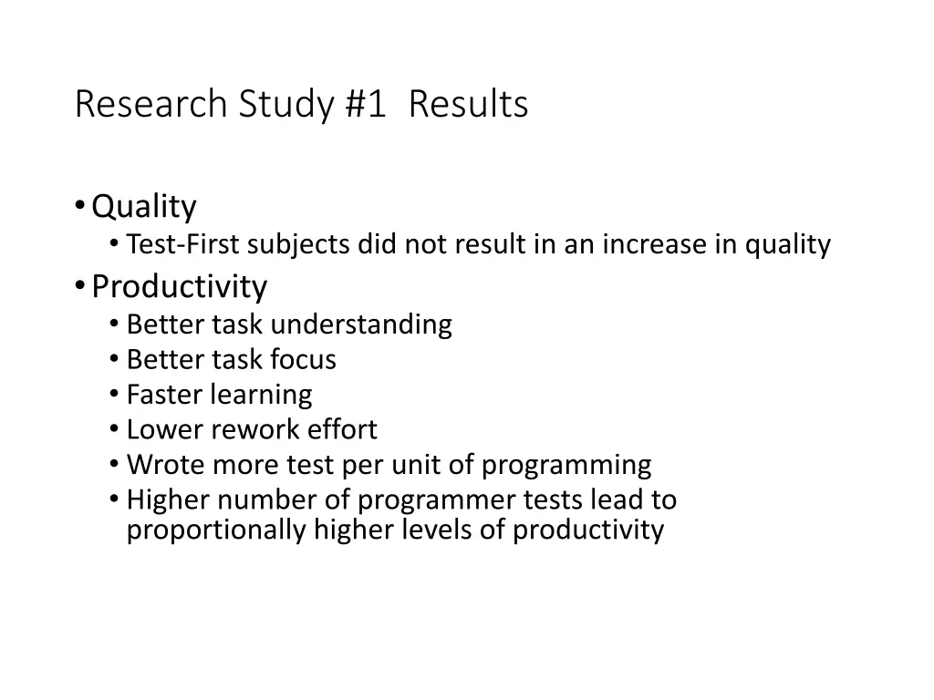 research study 1 results
