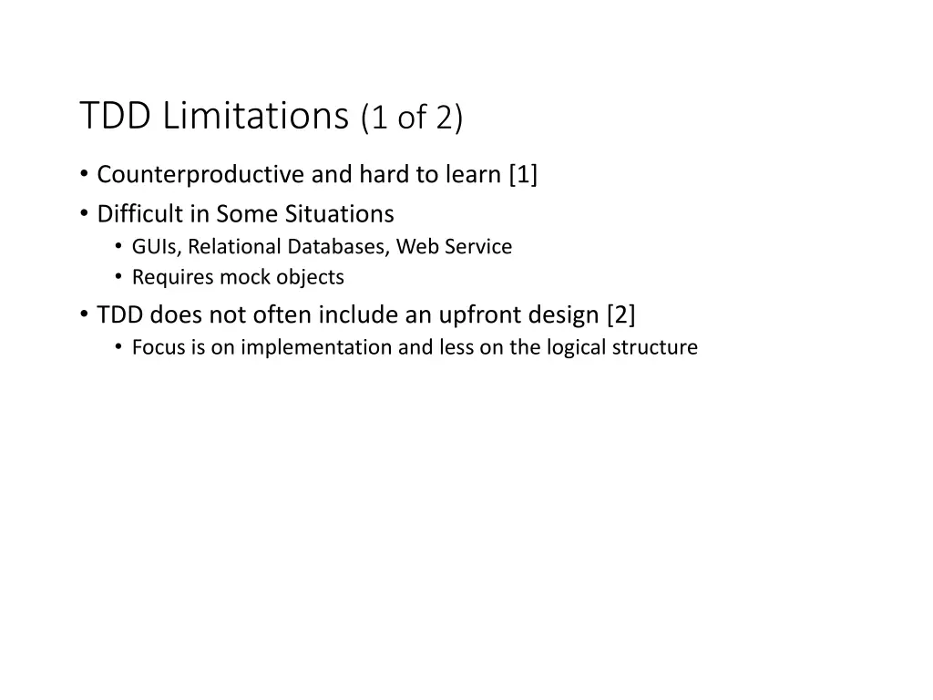 tdd limitations 1 of 2