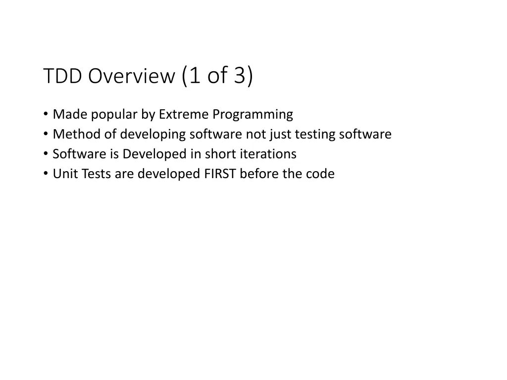 tdd overview 1 of 3
