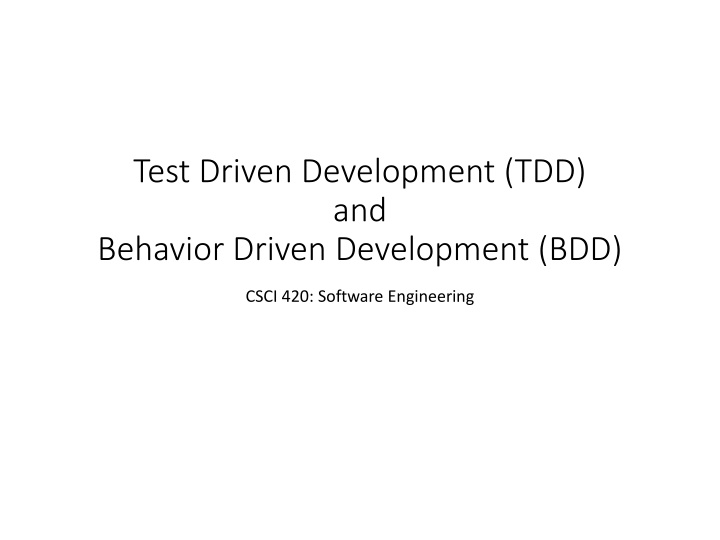 test driven development tdd and behavior driven
