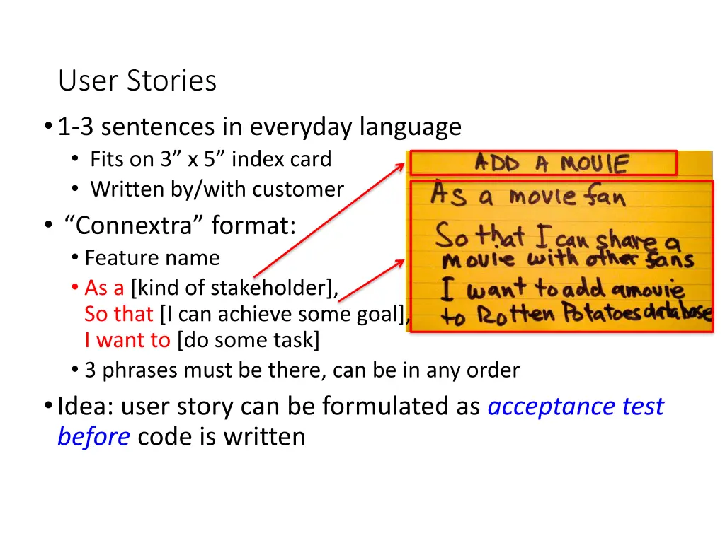 user stories 1 3 sentences in everyday language