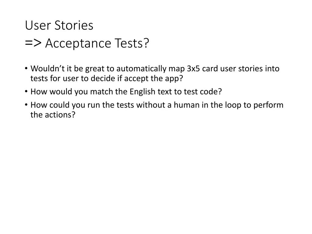 user stories acceptance tests