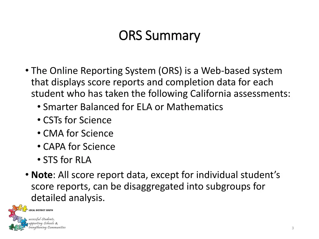 ors summary ors summary