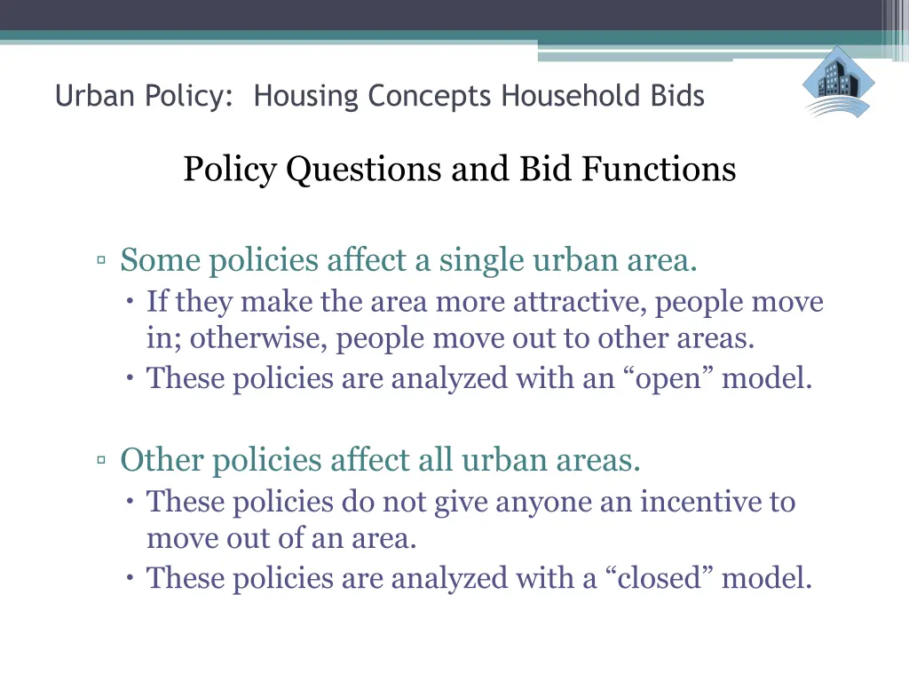 urban policy housing concepts household bids 23