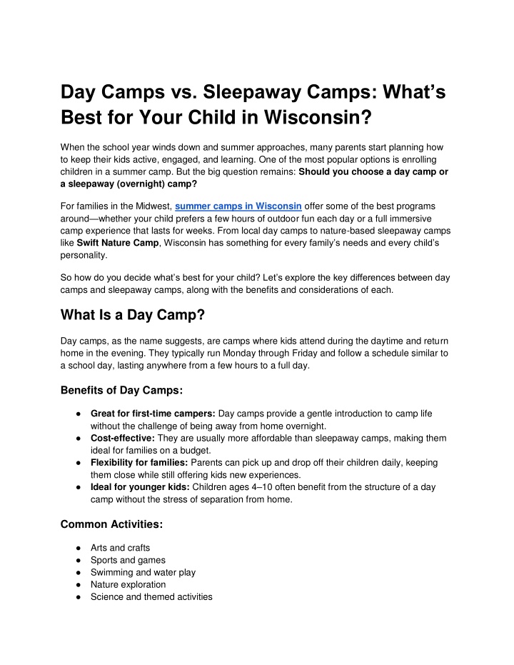 day camps vs sleepaway camps what s best for your