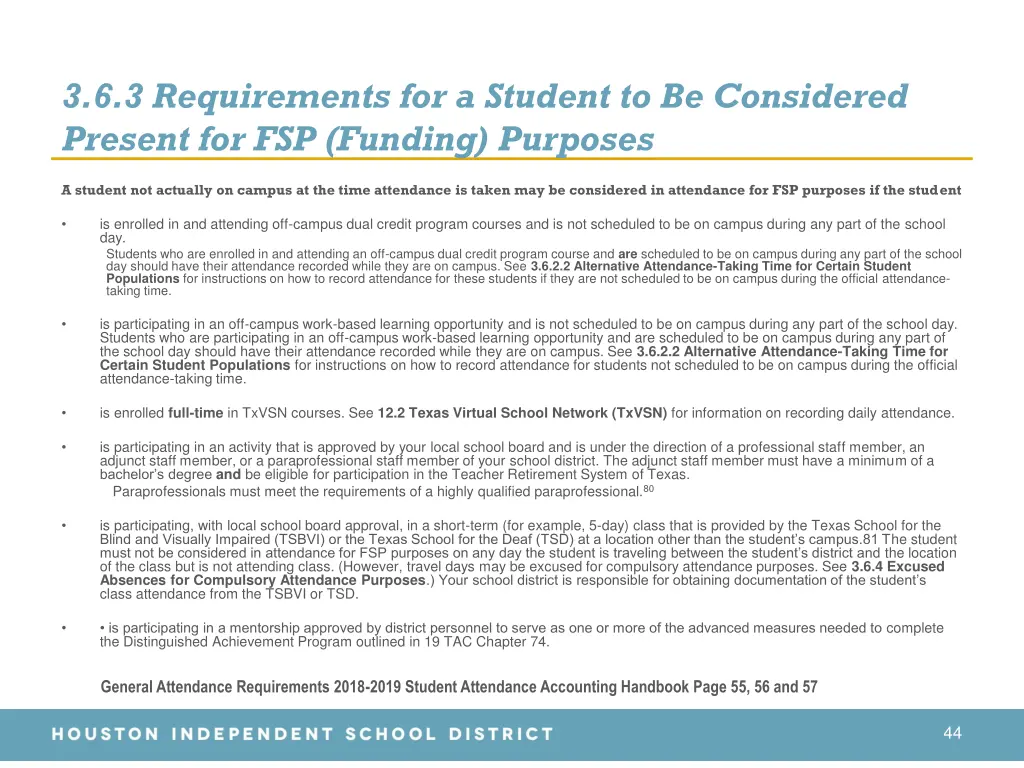 3 6 3 requirements for a student to be considered