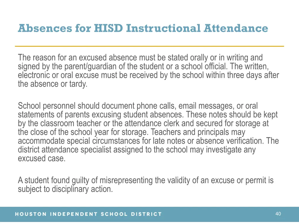 absences for hisd instructional attendance 2