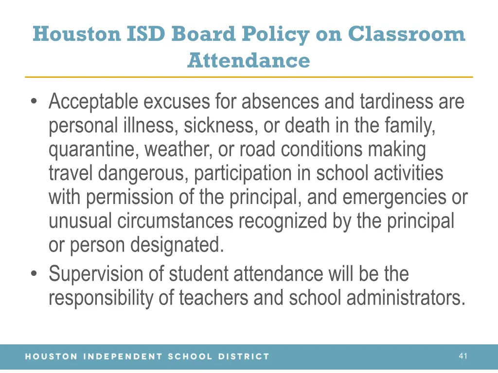 houston isd board policy on classroom attendance 2
