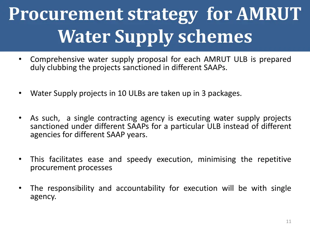 procurement strategy for amrut water supply