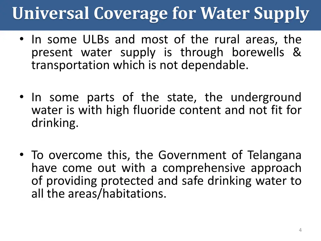 universal coverage for water supply