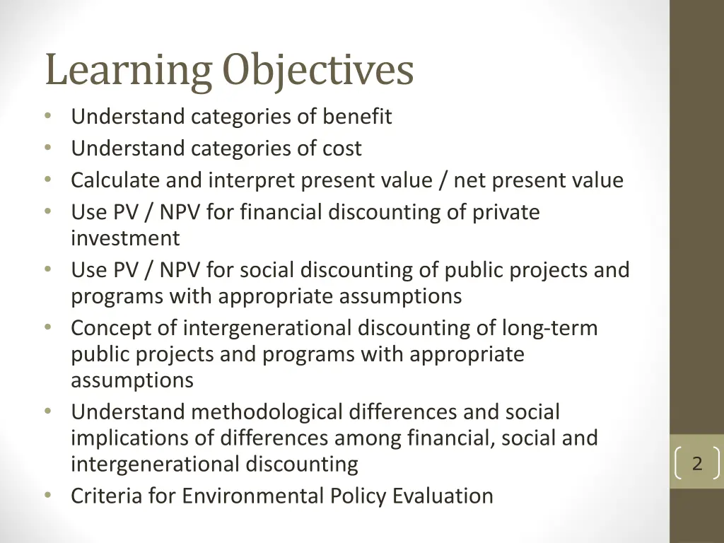 learning objectives understand categories