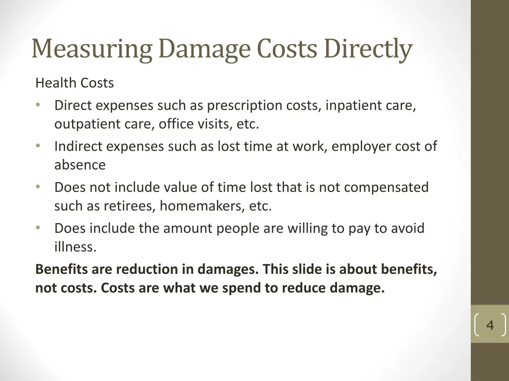 measuring damage costs directly