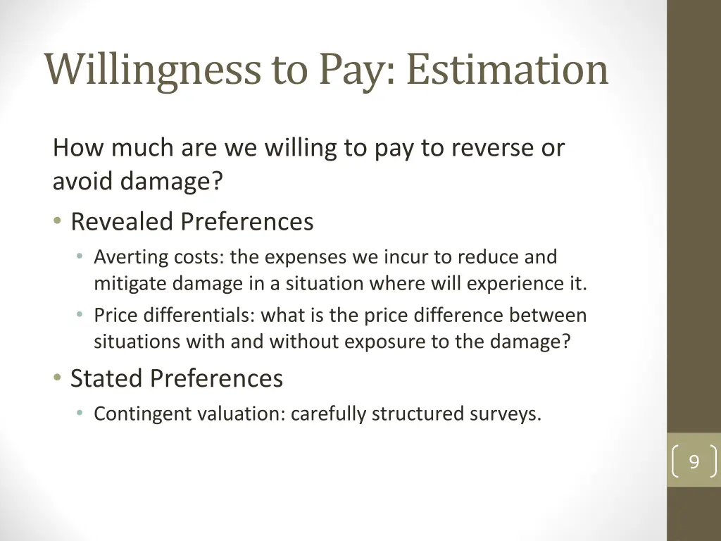 willingness to pay estimation