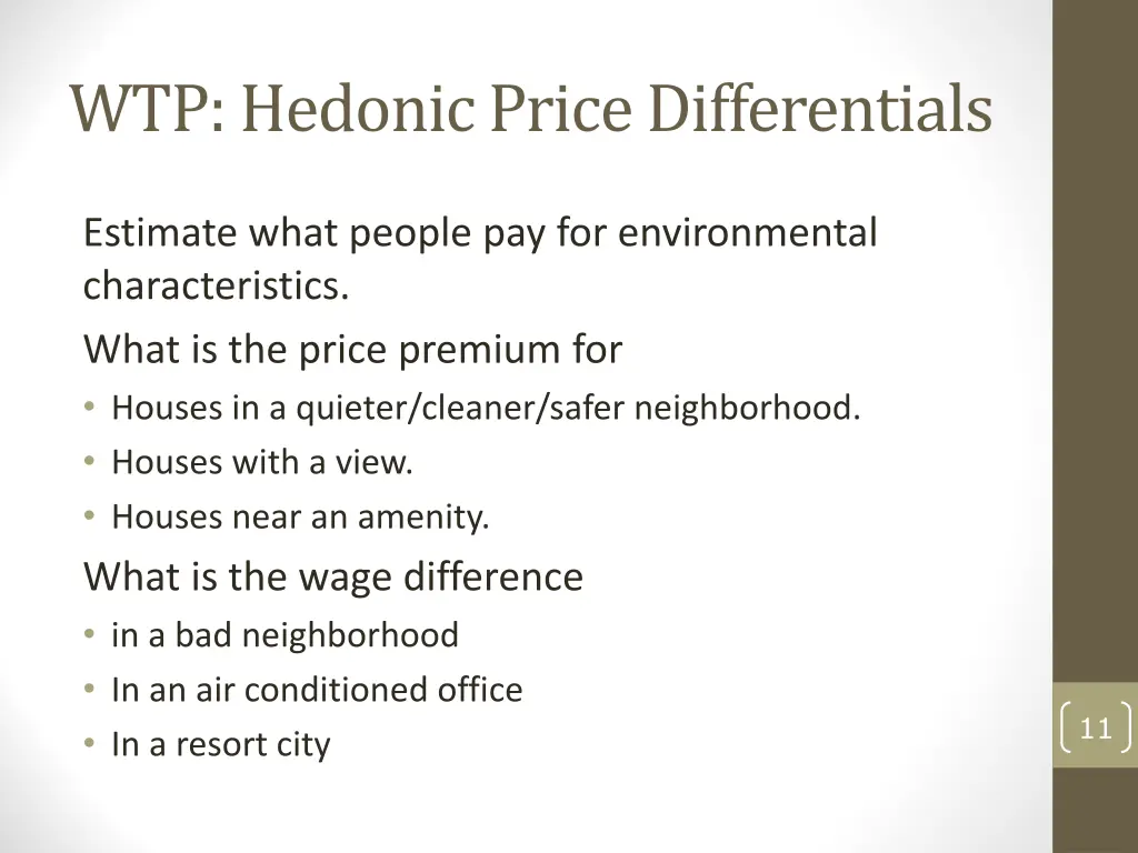wtp hedonic price differentials