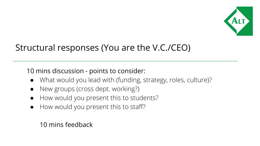 structural responses you are the v c ceo