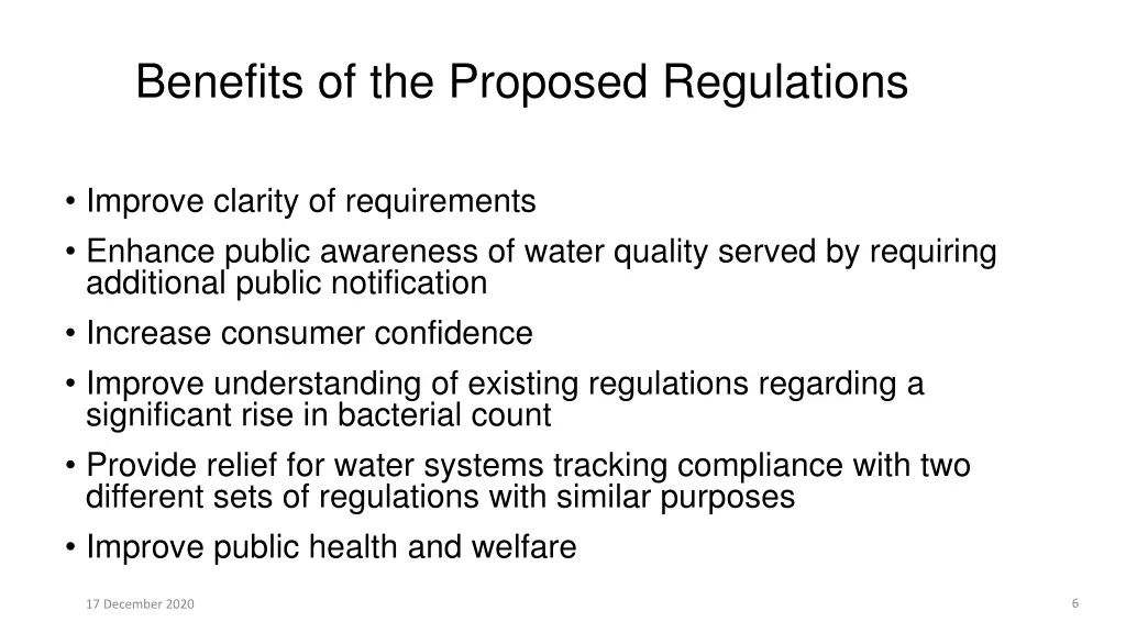 benefits of the proposed regulations