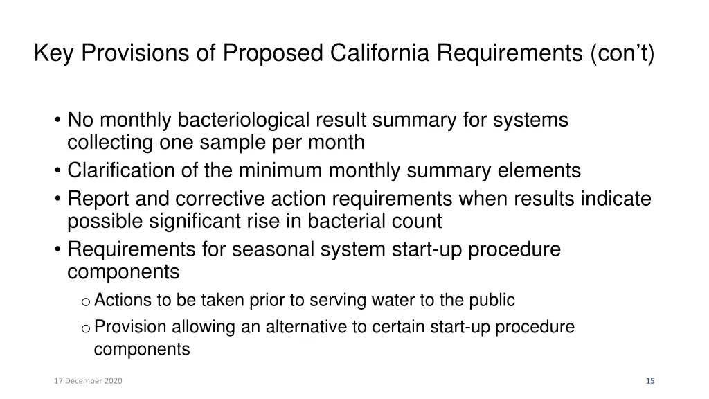 key provisions of proposed california