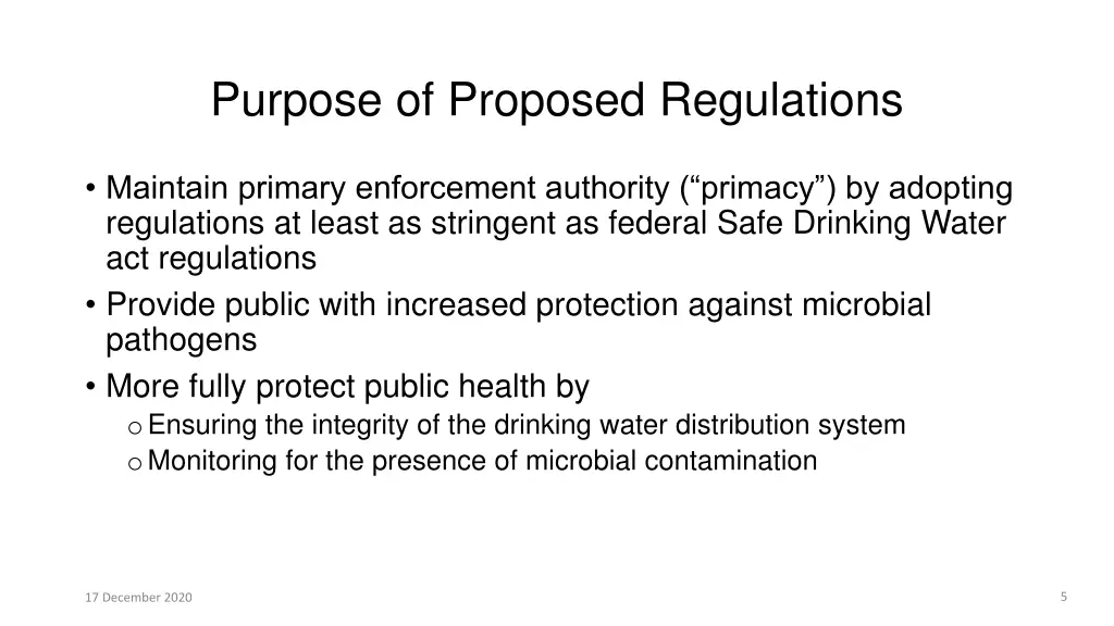 purpose of proposed regulations
