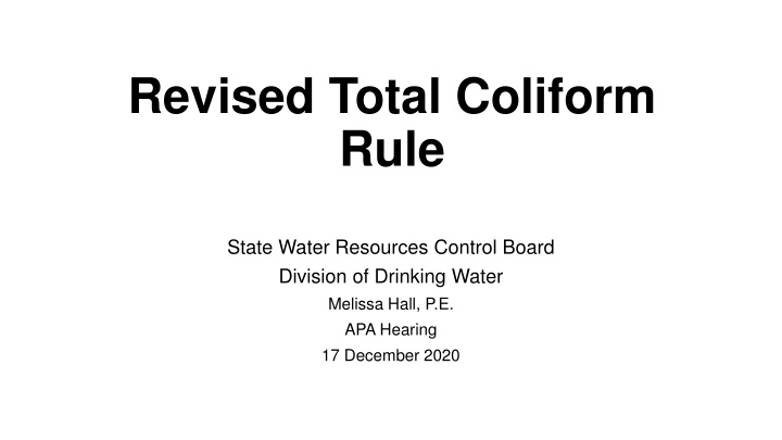 revised total coliform rule